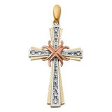 14K Tri Color 21mm CZ Jesus Religious Crucifix Cross Pendant