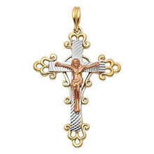 Load image into Gallery viewer, 14K Tri Color 27mm Religious Crucifix Cross Pendant