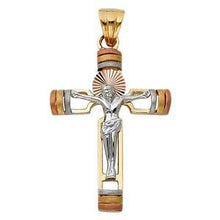 Load image into Gallery viewer, 14K Tri Color 22mm Jesus Religious Crucifix Cross Pendant