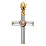 14K Tri Color 19mm Jesus Religious Crucifix Cross Pendant