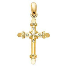 Load image into Gallery viewer, 14K Yellow Gold 16mm CZ Jesus Religious Crucifix Cross Pendant