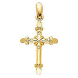 14K Yellow Gold 16mm CZ Jesus Religious Crucifix Cross Pendant