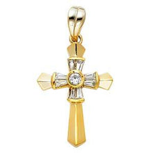 Load image into Gallery viewer, 14K Yellow Gold 17mm CZ Religious Crucifix Cross Pendant