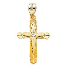 Load image into Gallery viewer, 14K Yellow Gold 16mm CZ Religious Crucifix Cross Pendant