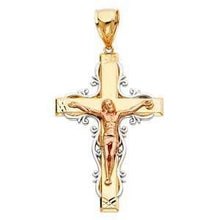 Load image into Gallery viewer, 14K Gold Tri Color 33mm Religious Crucifix Pendant - silverdepot