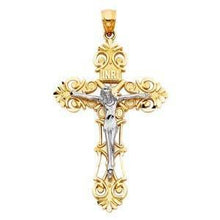 Load image into Gallery viewer, 14K Gold 29mm Two Tone Religious Crucifix Pendant - silverdepot