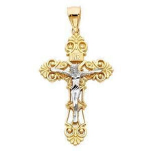 Load image into Gallery viewer, 14K Gold 29mm Two Tone Religious Crucifix Pendant - silverdepot
