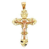 14K Gold 30mm Two Tone Crucifix Religious Pendant