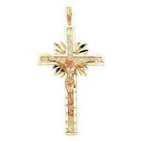 14K Gold 20mm Jesus Crucifix Cross Religious Pendant