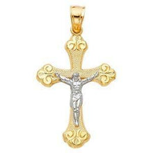 Load image into Gallery viewer, 14K Gold 20mm Two Tone Jesus Crucifix Cross Religious Pendant - silverdepot
