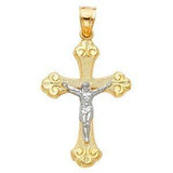 14K Gold 20mm Two Tone Jesus Crucifix Cross Religious Pendant
