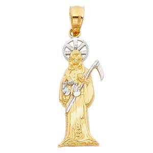 14K Two Tone Gold 8mm Devil Religious Pendant