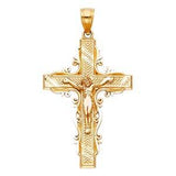 14K Yellow Gold  23mm Religious Crucifix Pendant