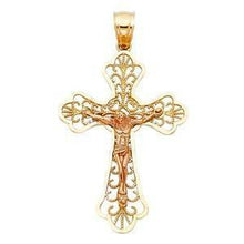 Load image into Gallery viewer, 14K Gold Two Tone 22mm Religious Crucifix Pendant - silverdepot