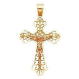 14K Gold Two Tone 22mm Religious Crucifix Pendant