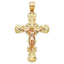 Load image into Gallery viewer, 14K Gold Two Tone 26mm Crucifix Religious Pendant - silverdepot