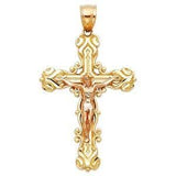 14K Gold Two Tone 26mm Crucifix Religious Pendant