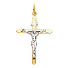 Load image into Gallery viewer, 14K Two Tone 28mm Jesus Religious Crucifix Cross Pendant