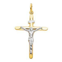 Load image into Gallery viewer, 14K Two Tone 28mm Jesus Religious Crucifix Cross Pendant