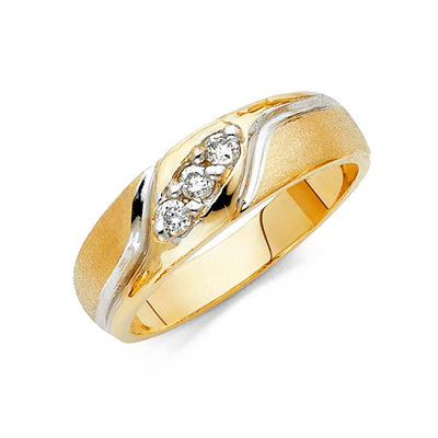 14K Two Tone Gold 8mm CZ Men's Wedding Band
