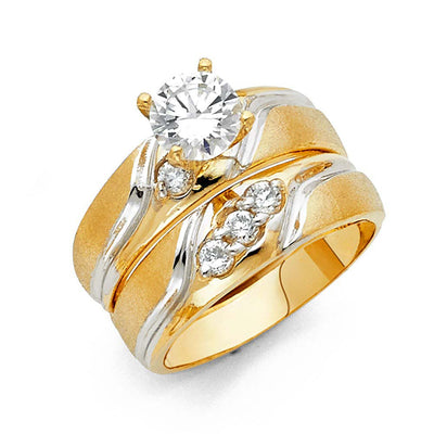 14K Two Tone Gold 6mm Round CZ Engagement Ring--Wedding Band and Engagement Rings are sold Separately