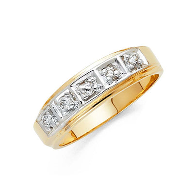 14K Two Tone Gold 6mm CZ Men's Wedding Band