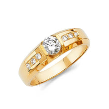 Load image into Gallery viewer, 14K Yellow Gold Round 5mm CZ Men&#39;s Wedding Band