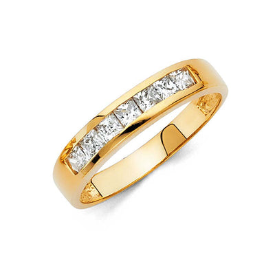14K Yellow Gold Round 4mm CZ Men's Wedding Band