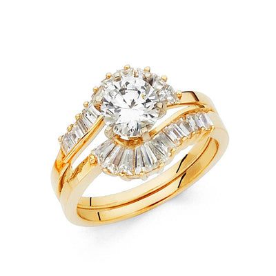 14k Yellow Gold Round 5mm CZ Duo Set
