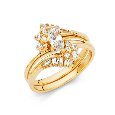 14k Yellow Gold Round 3mm CZ Duo Set