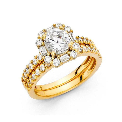 14K Yellow Gold Round 3mm CZ Ladies Wedding Ring--Wedding Band and Engagement Ring are sold Separately