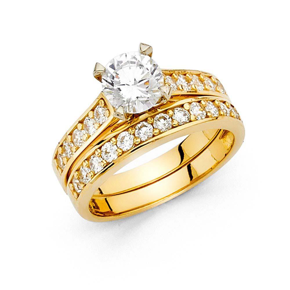 14K Yellow Gold Round 3mm CZ Wedding Ring--Wedding Band and Engagement Ring are sold Separately