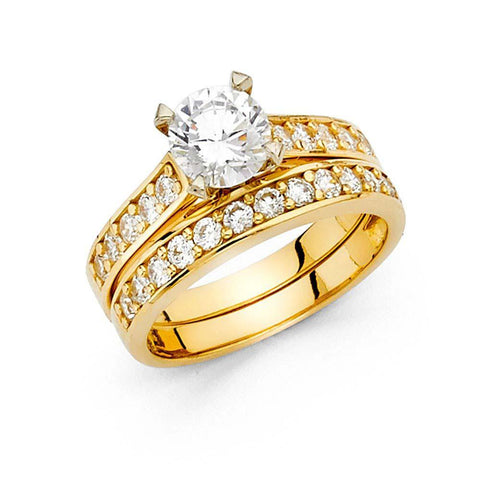 14K Yellow Gold Round 3mm CZ Wedding Ring--Wedding Band and Engagement Ring are sold Separately