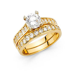 14K Yellow Gold Round 3mm CZ Wedding Ring--Wedding Band and Engagement Ring are sold Separately