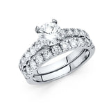 14K White Gold Round 3mm CZ Ladies Wedding Ring---Wedding Band and Engagement Ring are sold separately