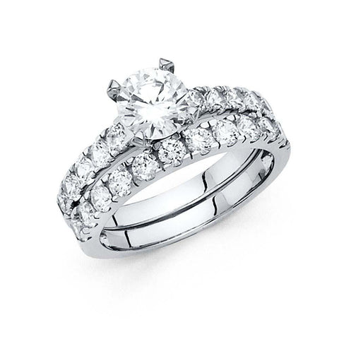 14K White Gold Round 3mm CZ Ladies Wedding Ring---Wedding Band and Engagement Ring are sold separately
