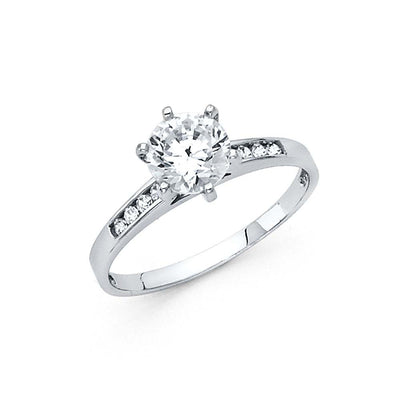 14K White Gold 1.5mm Round CZ Engagement Ring