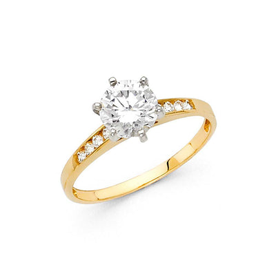 14K Yellow Gold 1.5mm Round CZ Engagement Ring