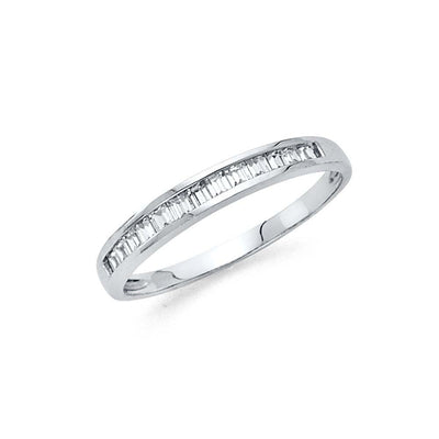 14K White Gold 2mm Clear CZ Ladies Wedding Band