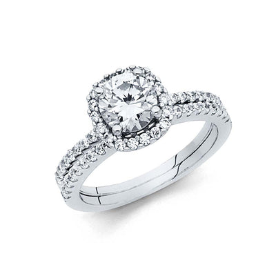 14K White Gold 1.5mm Round CZ Ladies Wedding Ring--Wedding Band and Engagement Ring are sold Separately