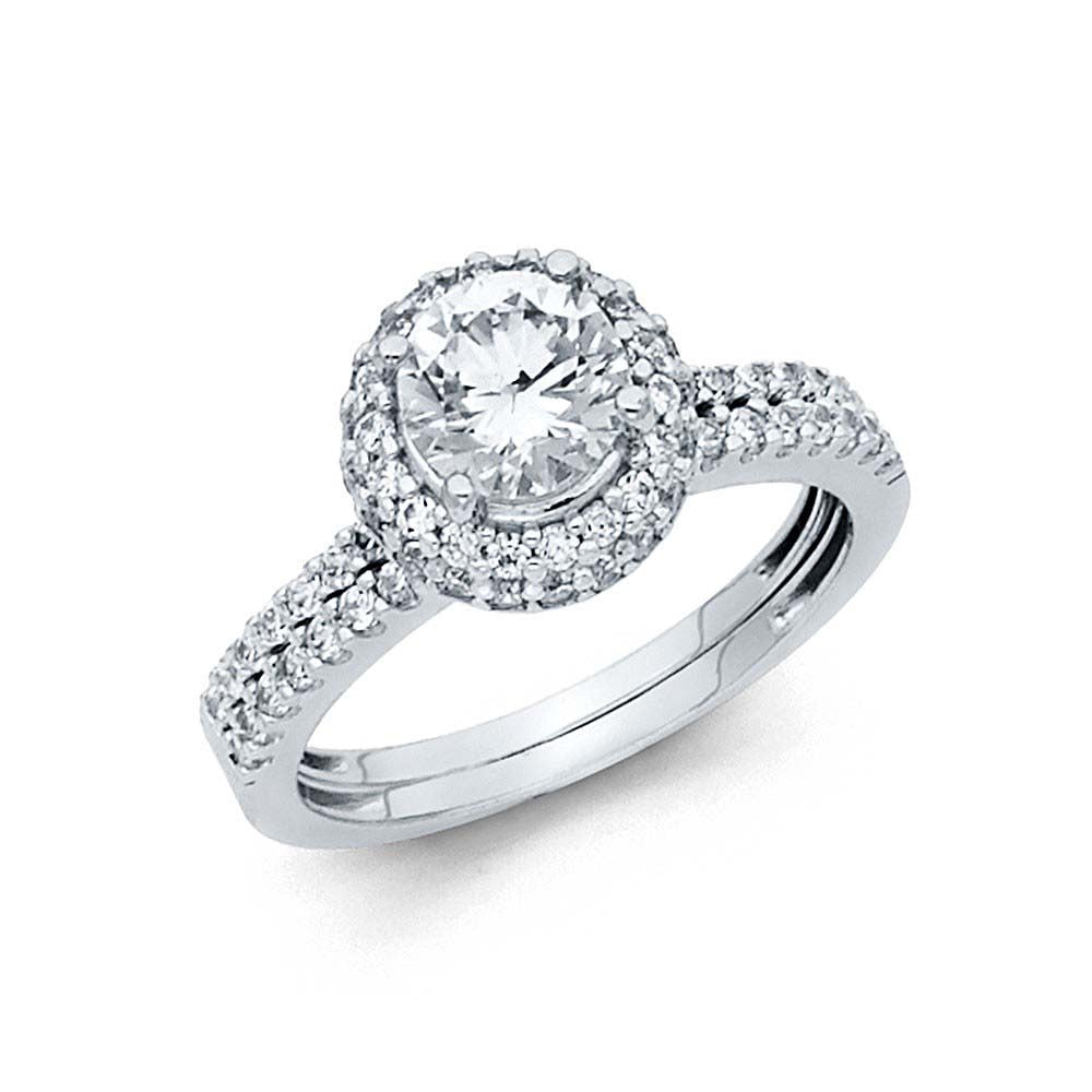 14K White Gold 1.5mm Round CZ Ladies Wedding Ring--Wedding Band and Engagement Ring are sold Separately