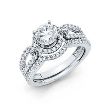 Load image into Gallery viewer, 14K White Gold 8mm Round CZ Duo Set