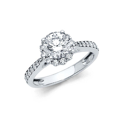 14K White Gold 2mm Round CZ Engagement Ring