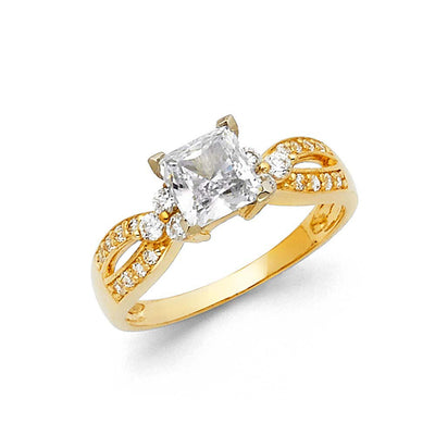 14K Yellow Gold 6mm Round CZ Engagement Ring