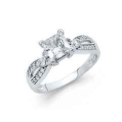 14K White Gold 6mm Round CZ Engagement Ring