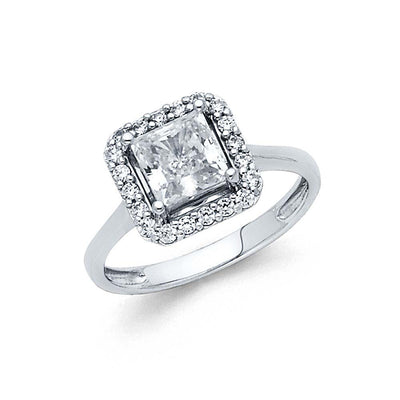 14K White Gold 2.5mm Round CZ Engagement Ring