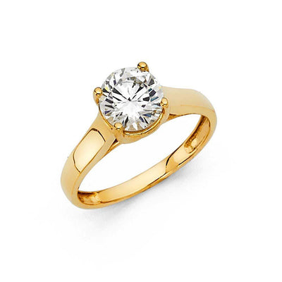 14K Yellow Gold Polished Clear CZ Engagement Ring - silverdepot