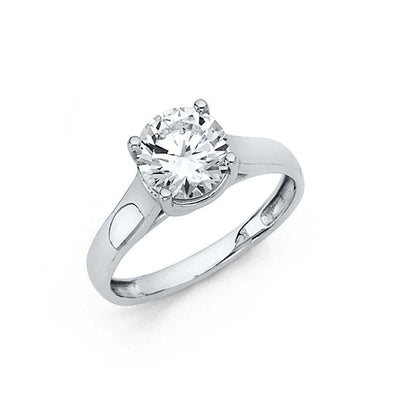 14K White Gold Polished Clear CZ Engagement Ring - silverdepot