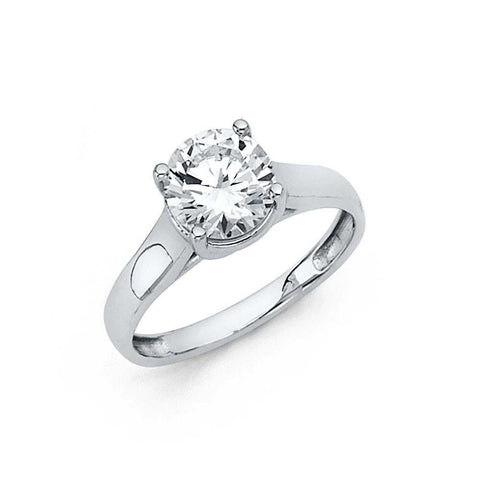 14K White Gold Polished Clear CZ Engagement Ring