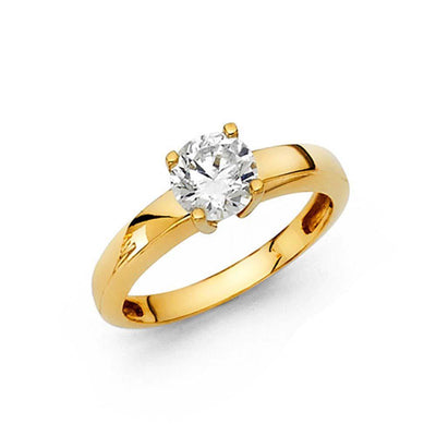 14K Yellow Gold Polished Clear CZ Engagement Ring - silverdepot